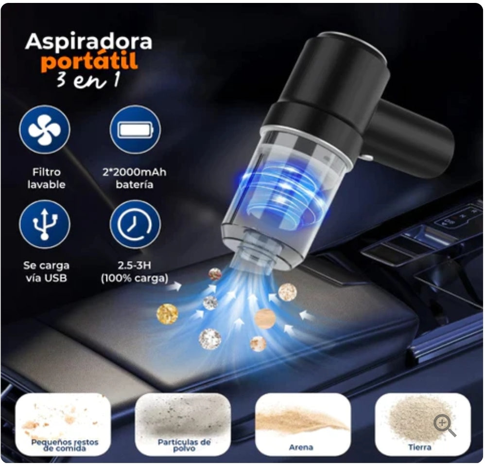 Mini Aspiradora 3 en 1 🌟 - Potencia, Comodidad y Limpieza al Instante